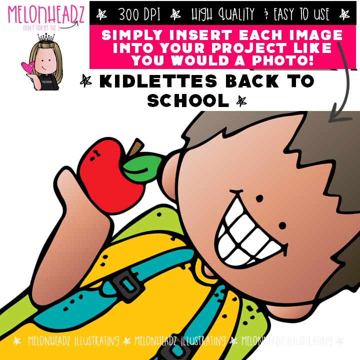 Kidlettes clip art, Back to School, First day Mini - Image 3
