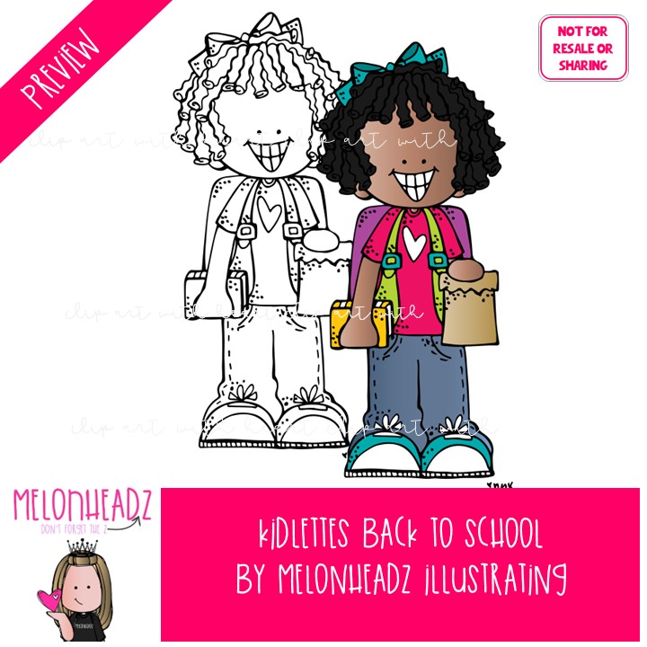 Kidlettes clip art, Back to School, First day Mini - Image 2