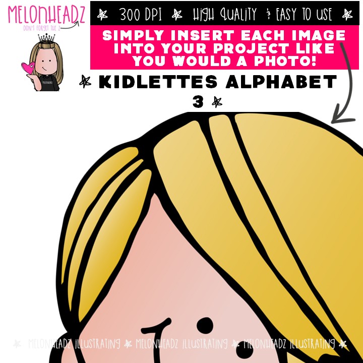 Kidlettes Alphabet clip art 3, Letters clip art, puctuation COMBO PACK - Image 3