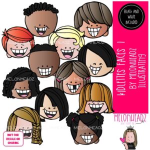 Kidlettes Faces clip art 1, kids clip art COMBO PACK