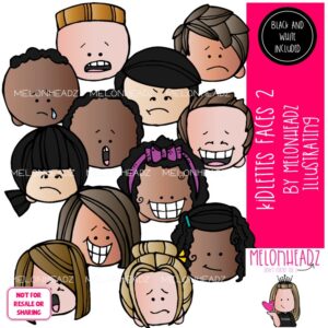 Kidlette Faces clip art 2, kids clip art COMBO PACK