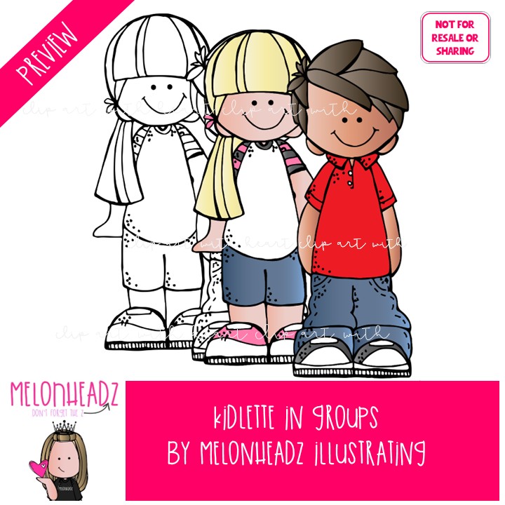 Kidlettes in Groups clip art, Groups of Kids clip art COMBO PACK - Image 2