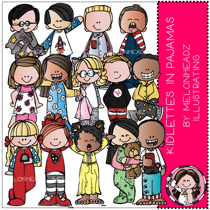 Kidlettes Clip Art In Pajamas Combo Pack Melonheadz Illustrating