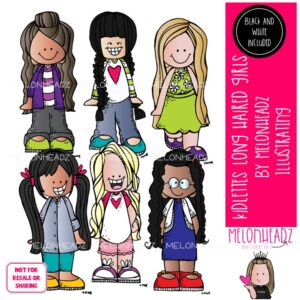 Kidlettes clip art, Girls with long hair Mini