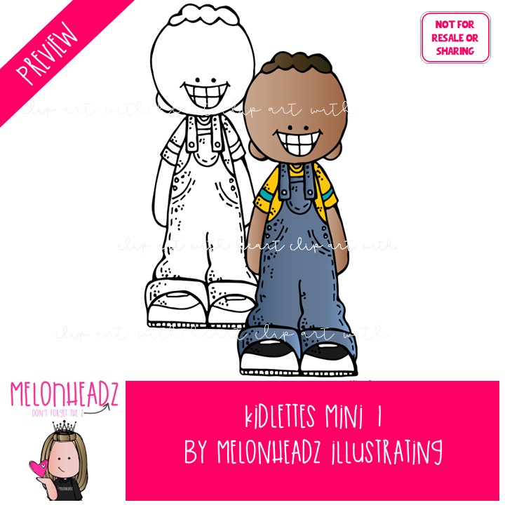 Kidlettes 1 clip art, of Color, African American Mini - Image 2
