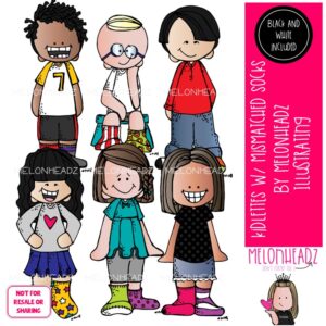 Kidlettes clip art, Mismatched socks, school spirit Mini