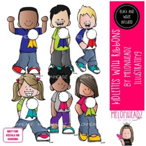 Kidlettes With Ribbons clip art, award, blank Mini