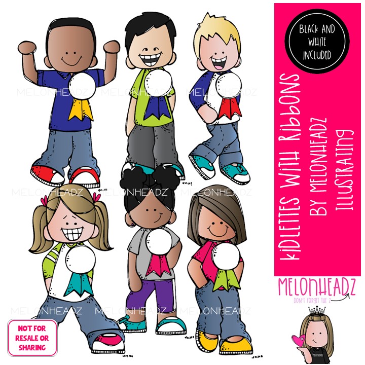 Kidlettes With Ribbons clip art, award, blank Mini