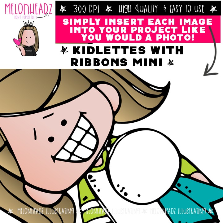 Kidlettes With Ribbons clip art, award, blank Mini - Image 3
