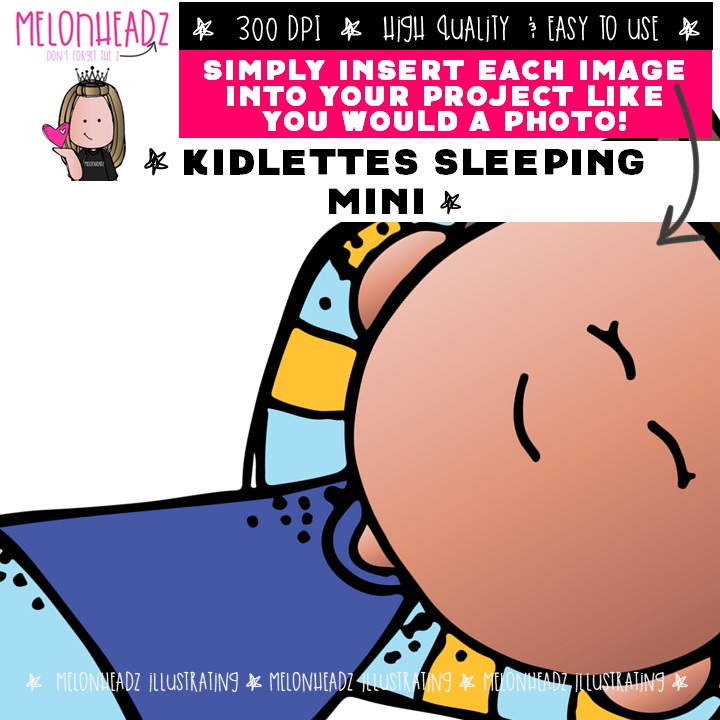 Kidlettes clip art, sleeping, laying Mini - Image 3