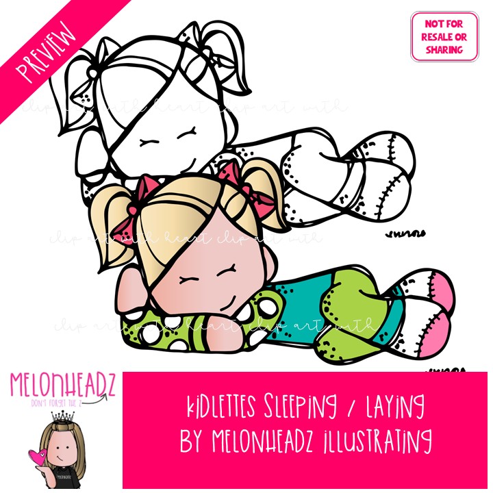 Kidlettes clip art, sleeping, laying Mini - Image 2