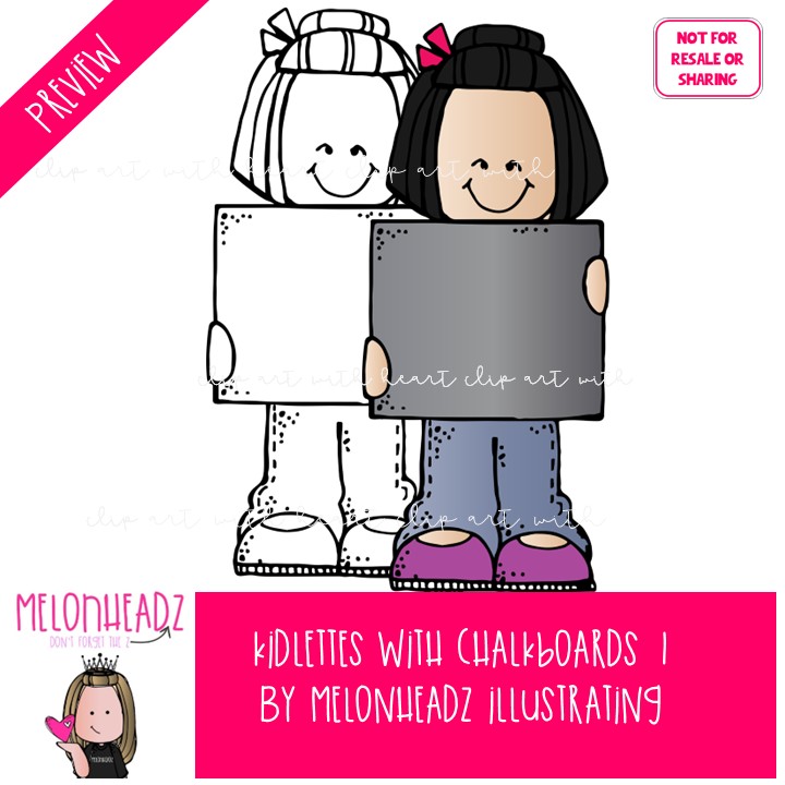 Kidlettes with Chalkboards clip art 1, blackboard clip art Mini - Image 2