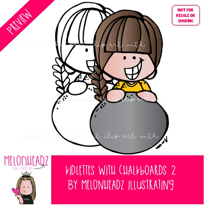 Kidlettes with Chalkboards clip art 2, blackboard clip art Mini - Image 2