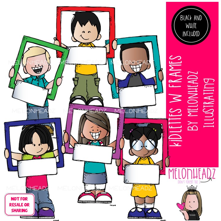 Kidlettes with frames clip art, blank Mini