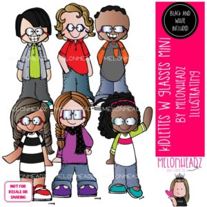Kidlettes with Glasses clip art, kids Mini