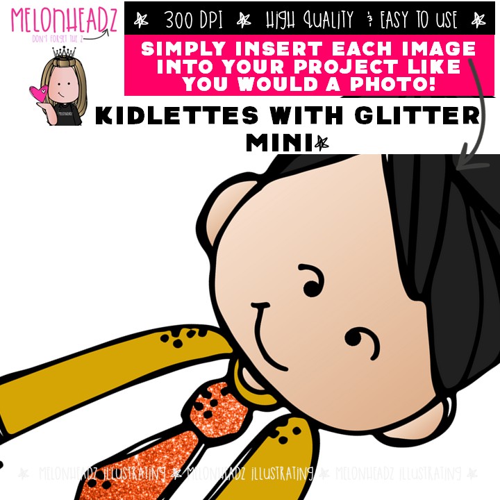 Kidlettes clip art with GLITTER, diverse Mini - Image 3
