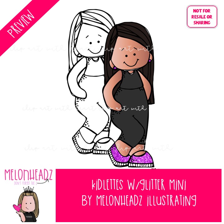 Kidlettes clip art with GLITTER, diverse Mini - Image 2