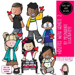 Kidlettes with hearts clip art set 2, Valentine's Day clip art Mini