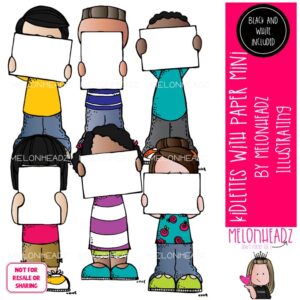 Kidlettes with paper clip art, blank Mini