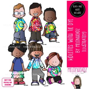 Kidlettes with tie dye clip art Mini