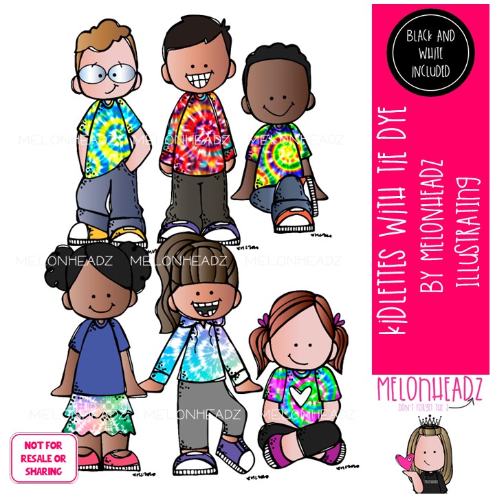 Kidlettes with tie dye clip art Mini