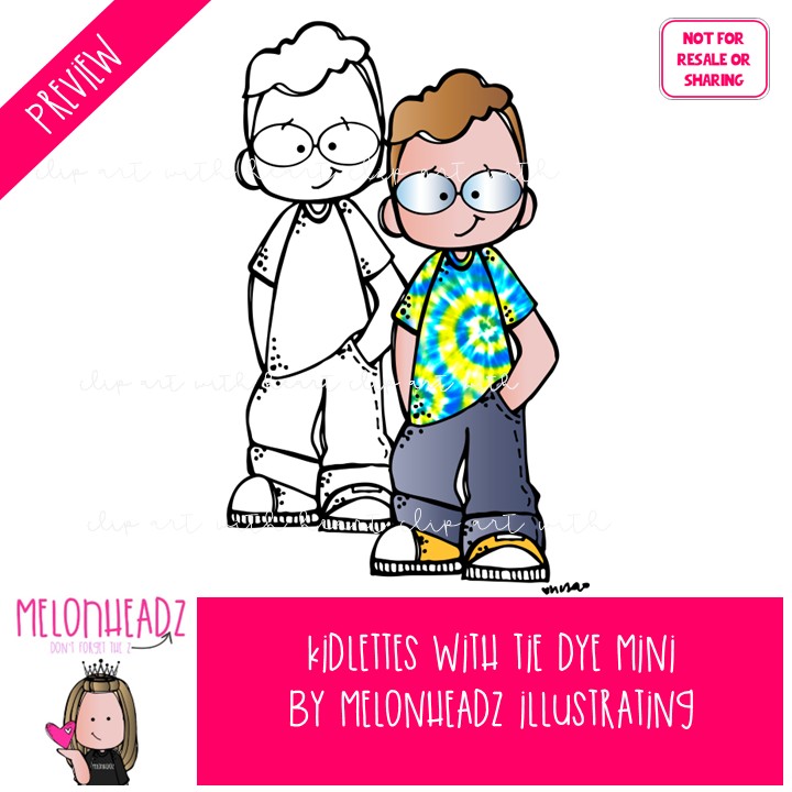 Kidlettes with tie dye clip art Mini - Image 2