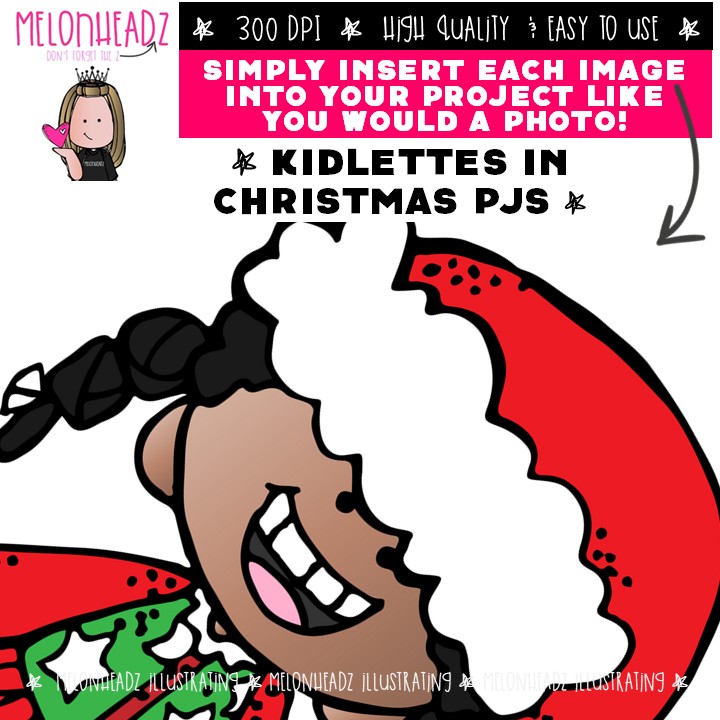 Kidlettes in Christmas pajamas clip art Mini - Image 3