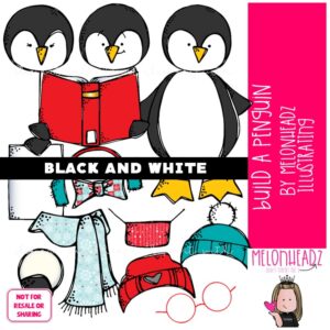Build A Penguin clip art, Flightless Bird clip art BLACK AND WHITE