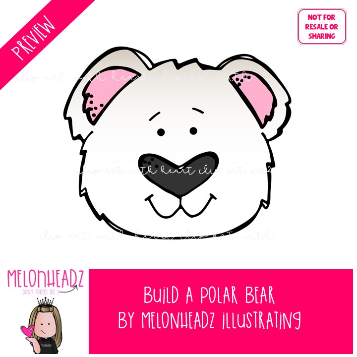 Build A Polar Bear clip art, Arctic Animal clip art COLORED Version - Image 2