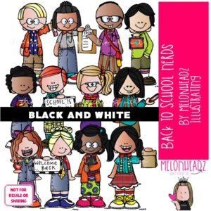 Back to School clip art, Nerds clip art BLACK AND WHITE