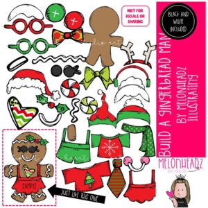 Build A Gingerbread Man clip art, Christmas clip art COMBO PACK