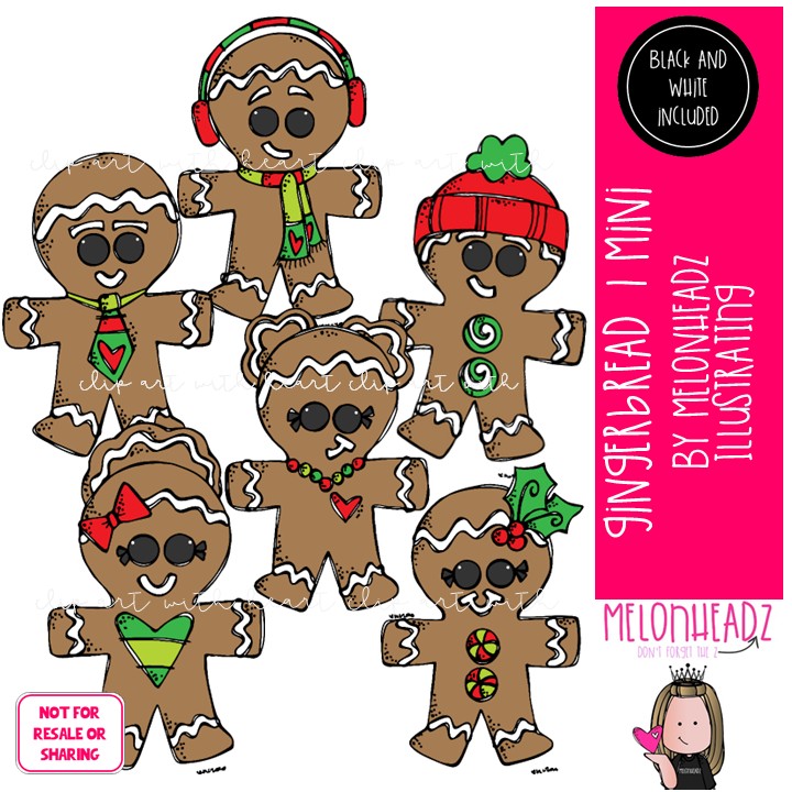 Gingerbread clip art Set 1, Christmas clip art, Cookie clip art Mini