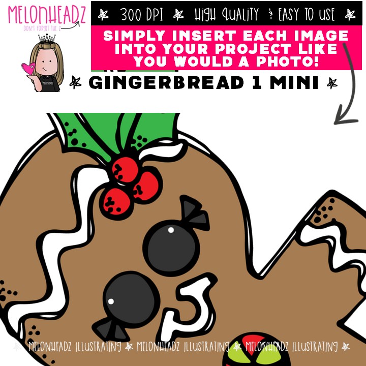Gingerbread clip art Set 1, Christmas clip art, Cookie clip art Mini - Image 3