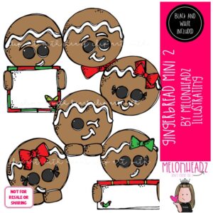 Gingerbread clip art Set 2, Christmas clip art, Cookie clip art Mini