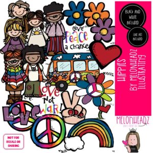 Hippie clip art, peace, van COMBO PACK