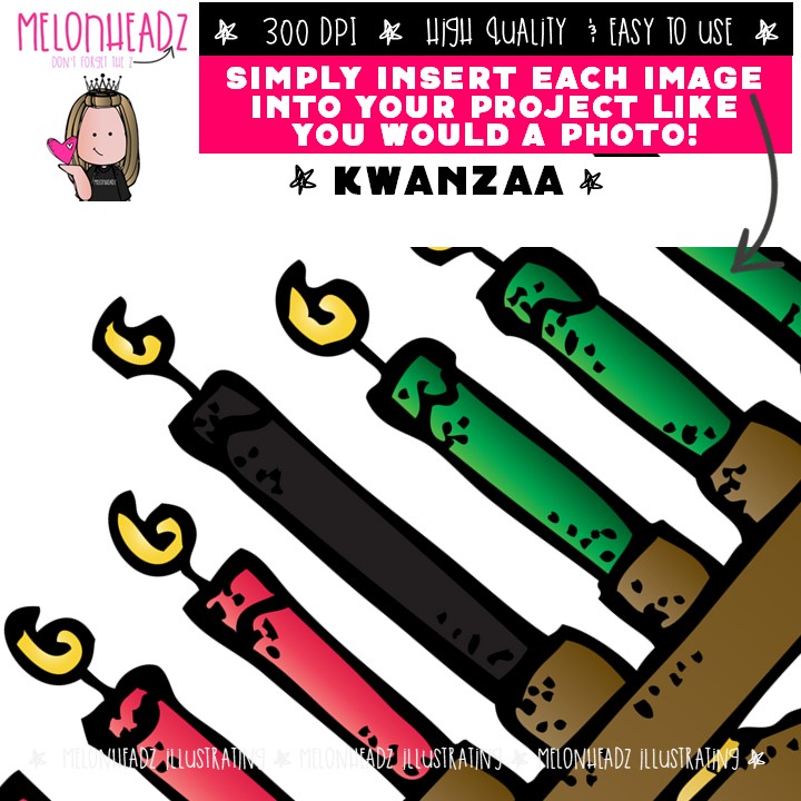 Kwanzaa clip art, Kinara clip art COLORED Version - Image 3