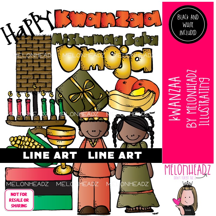 Kwanzaa clip art, kinara clip art LINE ART and BLACK AND WHITE