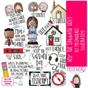Keep the Sabbath Holy clip art, LDS COLORED Version