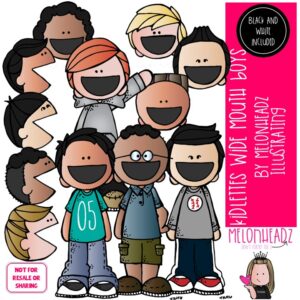 Kidlettes clip art, Wide Mouthed Boys, open, greater than less than COMBO PACK