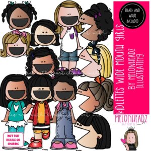 Kidlettes clip art, Wide Mouthed Girls, open, greater less than COMBO PACK