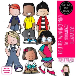 Kidlettes Winking clip art, silly face, action, verb Mini