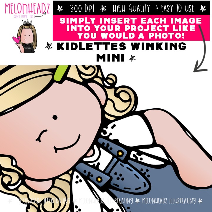 Kidlettes Winking clip art, silly face, action, verb Mini - Image 3