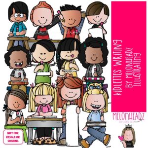 Kidlettes Writing clip art, Writers clip art COLORED Version