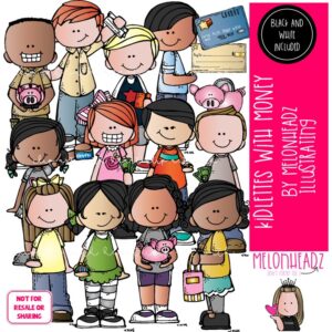 Kidlettes with Money clip art, check, credit card COMBO PACK