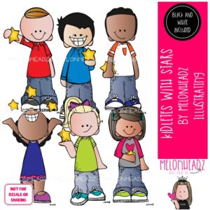 Kidlettes with Stars clip art, shape Mini