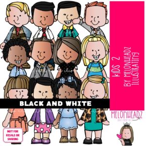 Kids clip art 2 BLACK AND WHITE