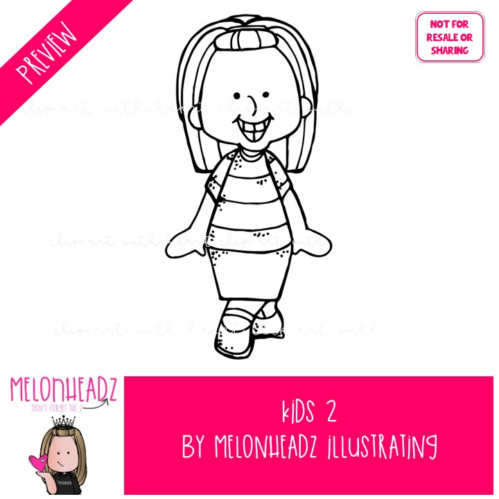 Kids clip art 2 BLACK AND WHITE - Image 2