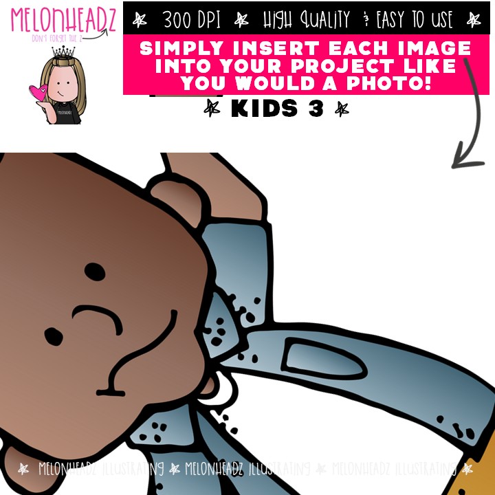 Kids clip art 3 COLORED Version - Image 3