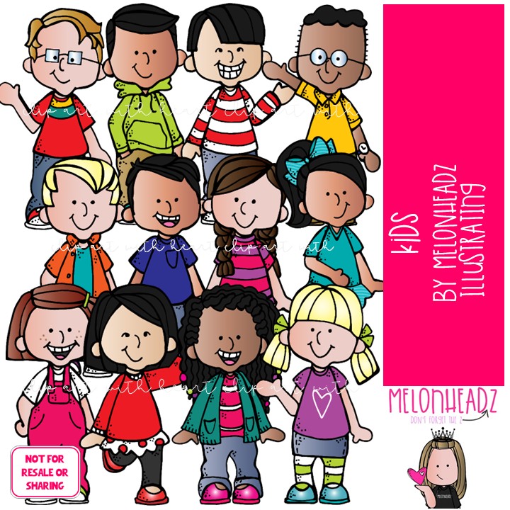 Kids clip art 1 Colored Version
