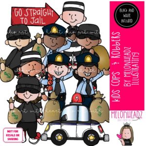 Cops and Robbers clip art, Kids, police Combo Pack